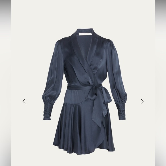ZIMMERMANN Silk Mini Long-Sleeve Wrap Dress - Picture 1 of 11